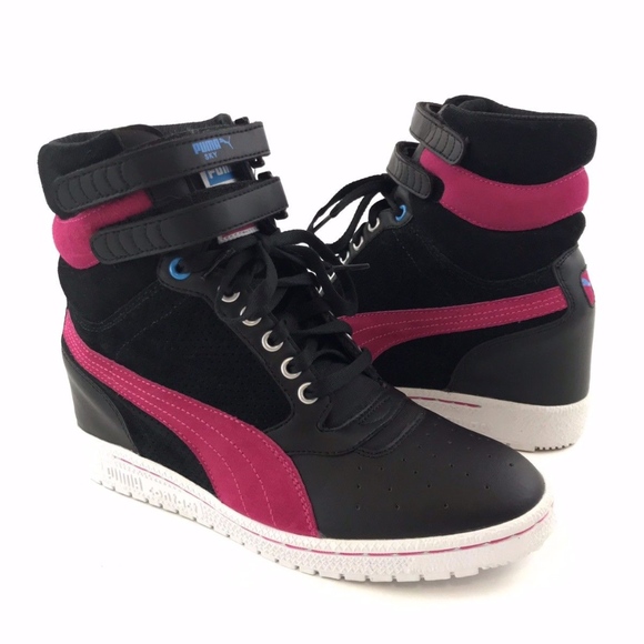 puma wedge sneakers black